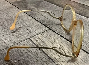 Vintage 70s 80s Drop Arm Eyeglasses Frames Oversized Hipster Caramel Brown FRAME - Picture 1 of 5