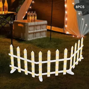 8 PCS Fence Garden Lights Panels Christmas Decor Edging Lawn Picket Fence Lights - Picture 1 of 24