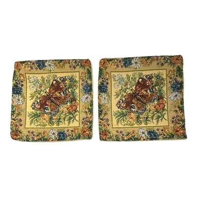 "2 fundas de almohada de tapiz de colección con cordón de mariposa libélula dorado 18"" verde dorado" Foto 1 de 4