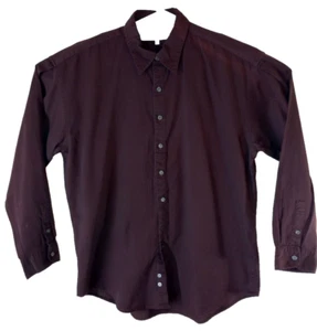 Perry Ellis Men's Shirt Lg. Burgundy Long Sleeve Point Collar Button Up USA Made - Picture 1 of 15