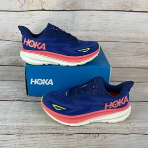 Hoka Clifton 9 Womens Sz 6B Running Shoes EVN Sky Coral Blue Pink - Picture 1 of 11