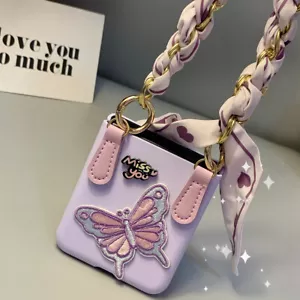 Luxury Butterfly Scarf Bracelet Chain Case For Motorola Razr+ 2024 2023 50/ 40 - Picture 1 of 17