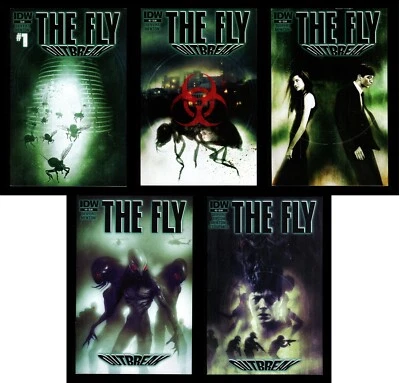 Juego de cómics The Fly Outbreak 1-2-3-4-5 lote IDW The Fly II 1989 secuela de película de terror Foto 1 de 4