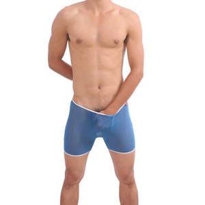 Boxer long bleu transparent tour de taille 65-100 cm sexy Uzhot by neofan SS16 - Imagen 1 de 9
