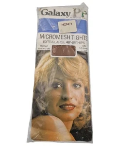 Vintage Tights Size XL Honey Galaxy By Pretty Polly Micromesh Made In England - Picture 1 of 10