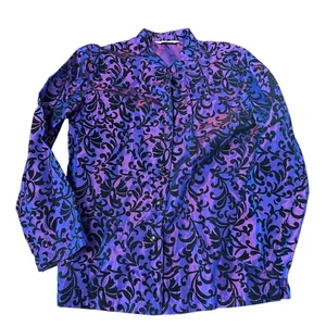 Blusa Stonebridge Signature Púrpura Negra Estampada Manga Larga Top - Imagen 1 de 3