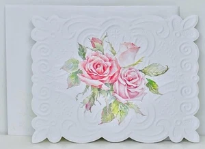 CAROL'S ROSE GARDEN Rose Bouquet Note Card w Envelope CAROL WILSON FINE ARTS - Picture 1 of 2