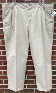 NWT IZOD BIG & TALL MEN'S DOUBLE PLEAT PERFORMANCE PLUS KHAKI PANTS 46 x 29 - Picture 1 of 6