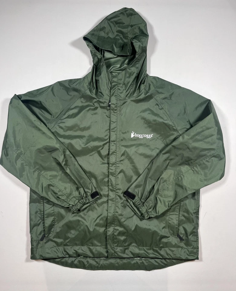 Chaqueta Frogg Toggs Para Hombre M/L Verde Con Capucha Lluvia Cortavientos Nylon Exterior Foto 1 de 4