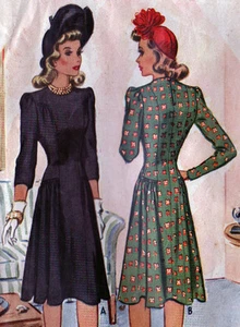 UNCUT 1941 VTG WW2 Era McCALL Sewing Pattern - DRESS - Bust 29 - Picture 1 of 4