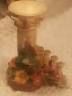 Vintage Small Decorative Pedestal Birdbath With Steps And Florals Unsigned 4"