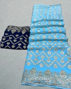 Viscose Georgette Saree,Fancy Zari Saree,Designer Saree,Festive & Wedding Wear - Picture 1 of 12