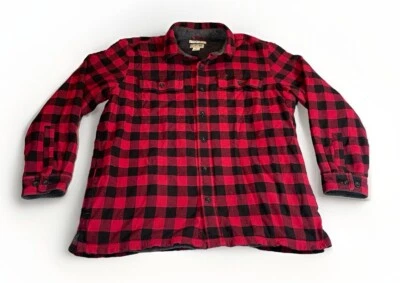 LL Bean Vellón Forrado Franela Camisa Chaqueta Cazadora Hombre’s Grande Rojo Negro Cuadros Foto 1 de 4