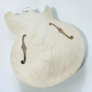 Hágalo usted mismo Cuerpo de bajo eléctrico Jazz semi hueco doble agujero en F madera contrachapada de arce - Imagen 1 de 8