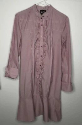 Vestido midi feminino ECI listrado rosa com babado acabamento cintura caída tamanho M novo com etiquetas - Imagem 1 de 4