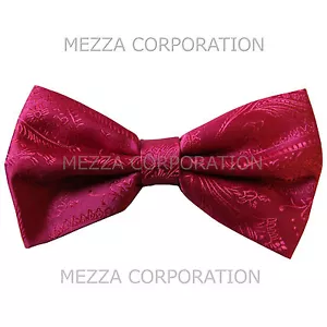New formal men's pre tied Bow tie paisley pattern party wedding prom hot pink - Picture 1 of 3