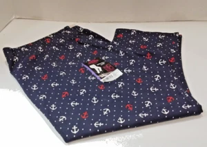 XXL Womens Capri Leggings NAVY BLUE Red White Anchors Dots - Tag is Attached - Picture 1 of 5