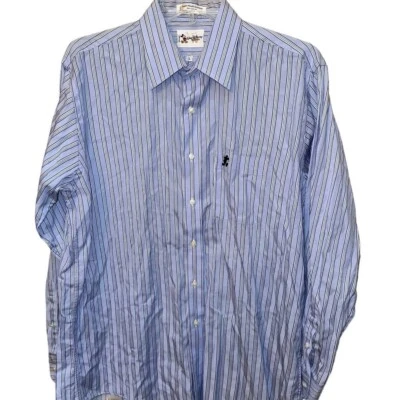 Camisa de algodón con botones a rayas azules con logotipo de Mickey Mouse de Disney para hombre talla grande Foto 1 de 4