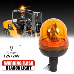 1x Rotating Flashing Amber Beacon Flexible DIN Pole Mount Tractor Warning Light - Picture 1 of 12