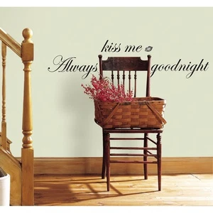 CALCOMANÍAS DE PARED ALWAYS KISS ME GOODNIGHT cotización hogar pegatinas negras decoración de habitaciones - Imagen 1 de 2