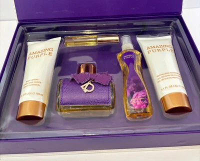 NIB Amazing Purple DL 5 Piece Perfume Body Wash Mist Lotion Set - Изображение 1 из 3