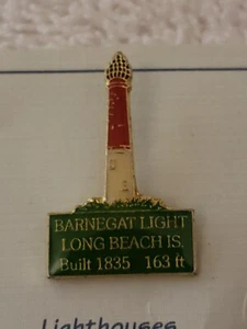 NEW Barnegat Lighthouse Enamel Lapel Pin Long Beach New Jersey Souvenir - Picture 1 of 3