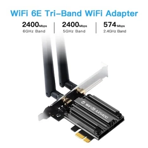 PCIe WiFi 6E Card AX5400 MT7922 Tri Band 802.11ax Bluetooth Adapter for Desktop - Afbeelding 1 van 7