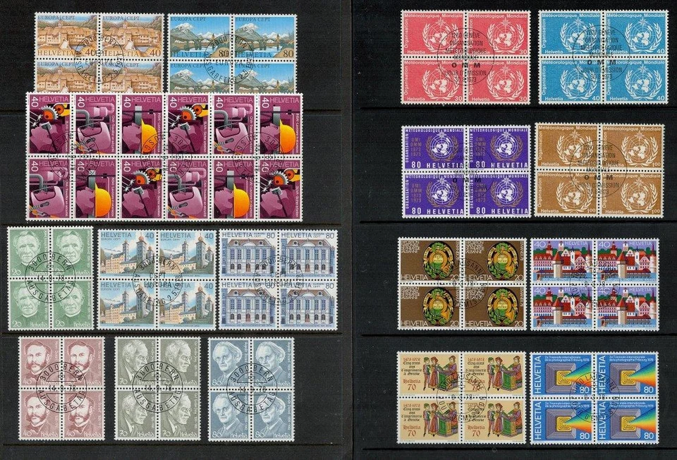 Switzerland 1973 - 1978 Period. Blocks of CTO Stamps. Cat app £77. - Image 1 of 1