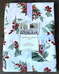 Cupcakes & Kaschmir Weihnachtsstern & Stechpalme Weihnachten Tischdecke 60"x 120" - Bild 1 von 4