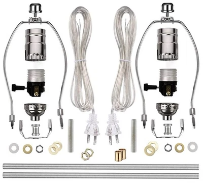 CANOMO 2 Sets Lamp Making Kit Lamp Wiring Kit With 8 Inch Harp 2 Pieces 12 Lamp Pipe A