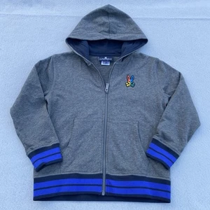 Psycho Bunny Youth Gray Zip Up Hooded Sweatshirt Size M 10/12 - Picture 1 of 8