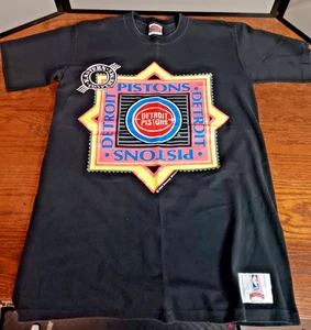 Vintage Detroit Pistons Eastern Conference Basketball Shirt Pink Yellow Size XL - Picture 1 of 9