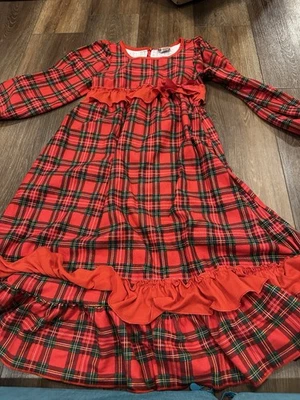 Vintage Laura Dare Girls Size 14 Nightgown Red Plaid Pajamas Christmas Made USA - Image 1 of 4