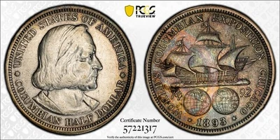 1893 50C Columbus Expo Toner PCGS XF Details - Image 1 of 2