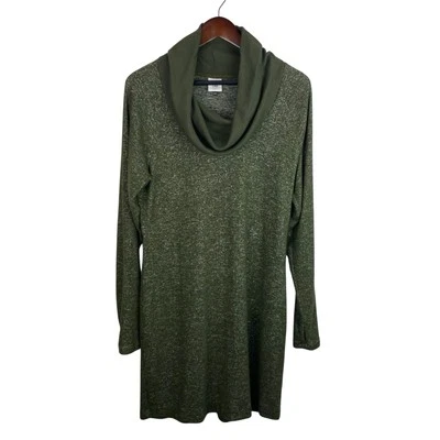 CAbi Size Small Solace Green Cowl Neck Cinch Back Dress Cozy Warm Fall Photos - Image 1 of 4