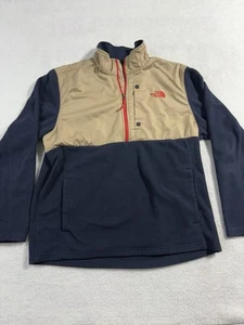 Vintage The North Face Jacke Herren XL Fleece beige & dunkelblau mit rotem Reißverschluss - Bild 1 von 4