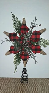 Buffalo Karo Karo Weihnachtsbaum Topper schwarz rot 15,5" Country Schneeflocke - Bild 1 von 5