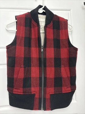 MADEWELL Lana Búfalo Cuadros Vellón Forrado Chaleco Chaqueta Rojo Negro Para Mujer’s Pequeño Foto 1 de 4
