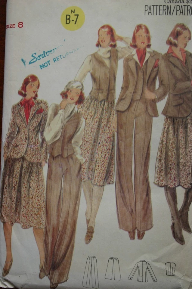 CHAQUETA CHALECO FALDA Y PANTALÓN BUTTERICK 5613 MISSES ADOLESCENTE PATRÓN TALLA 8 Foto 1 de 1