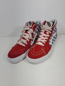 Vans Sk8-Hi BMX Checkerboard Red/Blue/White Unisex Mens 5/Womens 6.5 - Picture 1 of 12