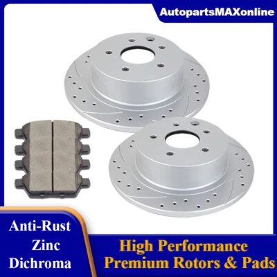 Rotores ranurados traseros pastillas de freno de cerámica para Mazda 6 Lincoln MKZ Zephyr 2006-2013 Foto 1 de 4