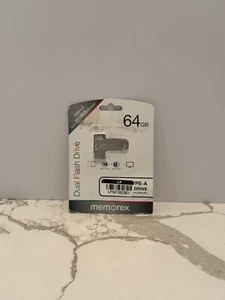 Memorex Dual Flash Drive Type C to Type A 64 GB Silver - NEW - Picture 1 of 2