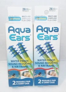 2 AQUA EARS By CIRRUS Water Proof, Sound Reducing EAR PLUGS + Cord & Case (L@@K) - Picture 1 of 9
