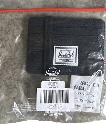 New Men's Herschel Supply Charlie Card Holder RFID Wallet Black - Image 1 of 4