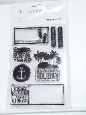 Juego de 7 sellos transparentes Kaisercraft Sandy Toes 6 sentimientos de verano Nuevo en paquete Foto 1 de 4