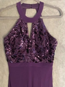Morgan & Co Dress Size 5/6 Purple Formal Long Sequin Halter - Picture 1 of 7