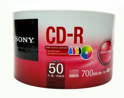 50 SONY Blank 48X CD-R CDR White Inkjet Hub Printable 700MB Media Disc - Image 1 of 4