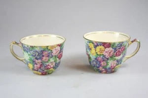 ART DECO ROYAL WINTON FLORAL PATTERN CUP x2 - Picture 1 of 6