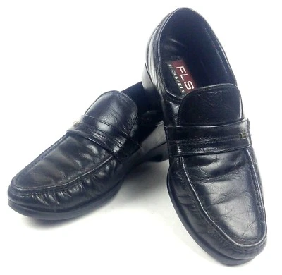 Florsheim Hombres Cuero Negro Mocasines Mocasín Zapatos Sin Cordones Talla 9D Hecho en India Foto 1 de 4