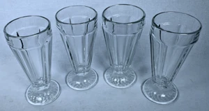 Vintage (4) Libbey Milkshake Ice Cream Sundae Clear Glass Basketweave Base 60s - Picture 1 of 6